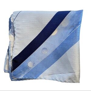 Men’s Suit Pocket Square 100% Silk Blue Stripes And Circle Pattern.
